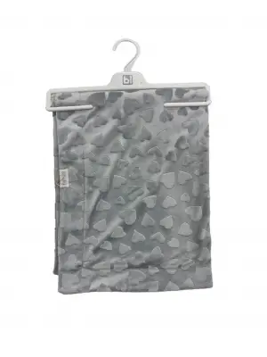 Omarı Kalp Desenli Yumuşak Battaniye Gri 82x90