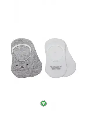 Bistyle 2li Babet Cute Face Penye Çorap 30103 Gri Beyaz