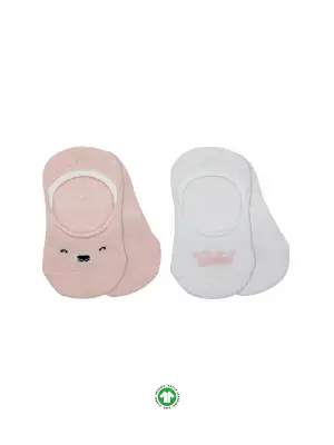 Bistyle 2li Babet Cute Face Penye Çorap 30103 Pembe-beyaz
