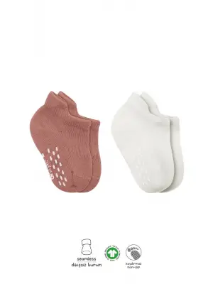 Omarı Kaymaz Tabanlı Renkli 2li Penye Çorap