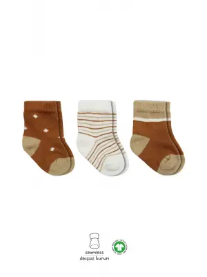 Omarı Erkek 3lü Penye Soket Çorap Seti - Hardal Renkli