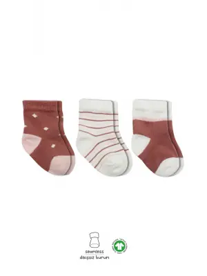 Omarı 3lü Penye Kız Çocuk Soket Çorap Seti - Pudra Renkli