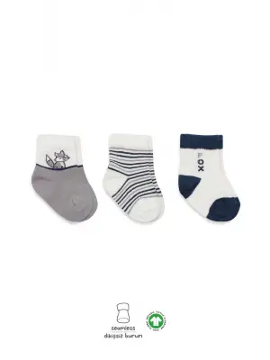 Omarı Yumuşak Penye 3lü Gri Soket Çorap Seti