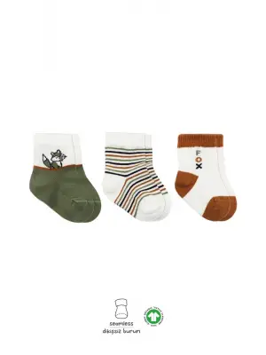 Omarı Renkli 3lü Penye Soket Çorap Seti