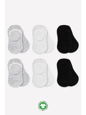 Omarı Silikonlu Penye Çorap 6lısı Gri Beyaz Siyah