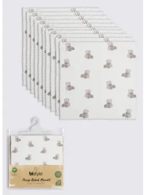 Bistyle Bear 20x20 10Lu Penye Mendil 90162 Ekru