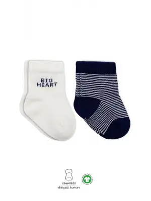 Omarı Kalpli Penye Soket Çorap Seti Lacivert