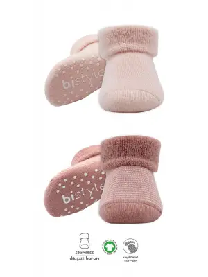 Omarı Kaymaz Tabanlı Çember Desenli Havlu Soket Çorap Seti