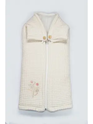 Bistyle Fermuarlı Natural Life Pike Battaniye Girl 70113 Ekru