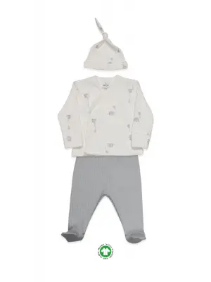 Bistyle Flying Elephant 3Lü Zıbın Takım 13111 Ekru Gri