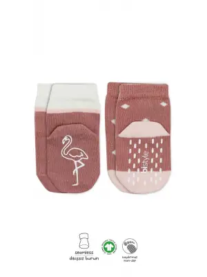Omarı Hayvan Desenli Kaymaz Kız Çorap Seti