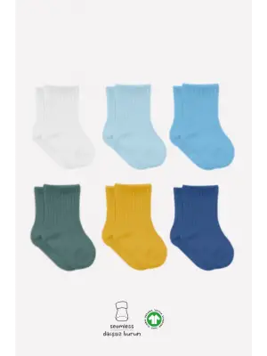 Omarı Rahat ve Şık Mix Penye Soket Çorap Seti - Turkuaz