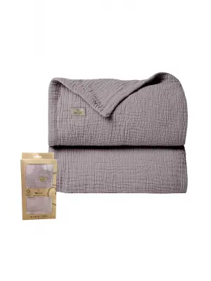 Omarı Pamuklu Müslin Battaniye 120x120 Cm Gri