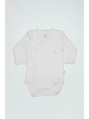 Bistyle Organik Natural Basic Style Kruvaze Uzun Kol Body Bs17102 Beyaz