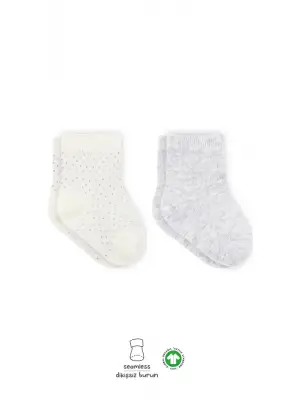 Omarı Rahat ve Şık Penye Soket Çorap Seti Gri Ekru