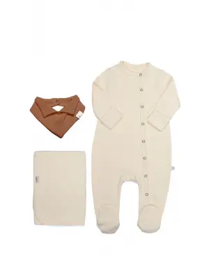 Bistyle Yenidoğan Tulum Battaniye Gentleman 13116 Ekru