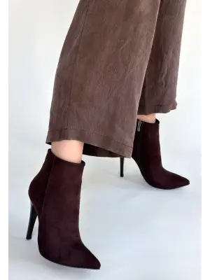 Acı Kahve Süet Topuklu Bot Kadın Giyim