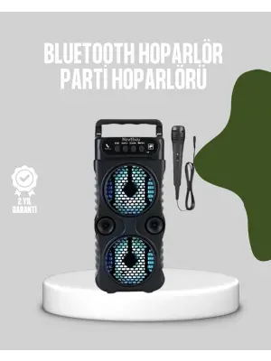 Bluetooth Bağlantılı Led Işıklı Taşınabilir Hoparlör – 1200 Mah Şarjlı, Fm Radyolu
