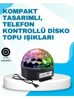 Bluetooth Bağlantılı Renkli Masaüstü Disko Topu Işık Gösterisi