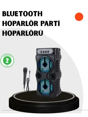 Bluetooth Bağlantılı Taşınabilir Hoparlör – Led Işıklı, Fm Radyolu, Mikrofon Girişli