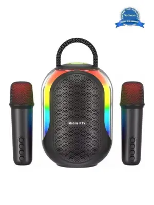 Bluetooth Çift Mikrofonlu Kablosuz Karaoke Rgb Işıklı Yüksek Sesli Müzik 4 Ses Degıstırme