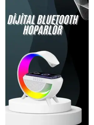 Bluetooth Hoparlör G Şekli Atmosfer Akıllı Rgb Lamba Wireless Kablosuz Şarj