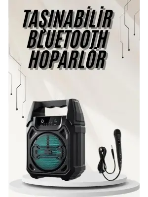 Bluetooth Hoparlör Led Işıklı Taşınabilir Kablosuz Speaker Uzun Pil Ömrü