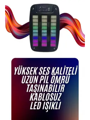 Bluetooth Hoparlör Taşınabilir Şarjlı Işıklı Büyük Boy Yüksek Ses Kaliteli