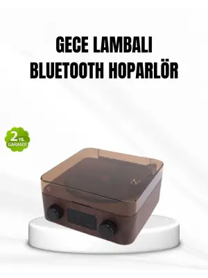 Bluetooth Hoparlörlü Gece Lambası Dijital Saat Ve Ambiyans Işığı Çok Amaçlı