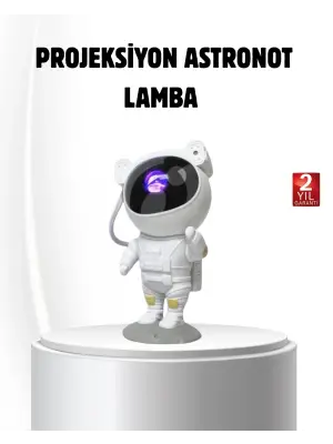 Bluetooth Müzikli Astronot Projeksiyon Lambası Yıldız Ve Ay Efektli