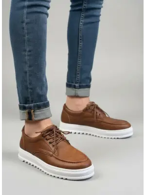 BN-T12x Arts Bağcıklı Cilt Erkek Günlük Spor Klasik Ayakkabı CBT - Taba