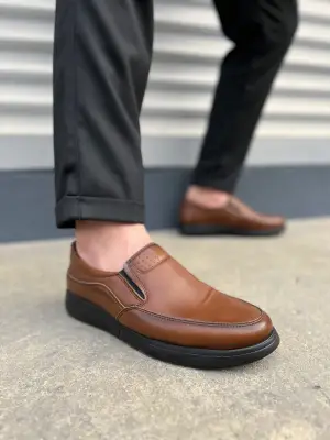 Modern Classique Bağcıksız Cilt Erkek Ayakkabı Kahverengi