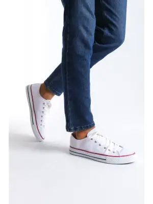 Omarı Beyaz Keten Erkek Günlük Spor Ayakkabı