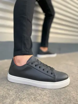 Modern Bağcıklı Erkek Spor Ayakkabı - Siyah