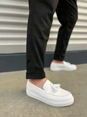 Omarı Püsküllü Beyaz Erkek Günlük Spor Ayakkabı