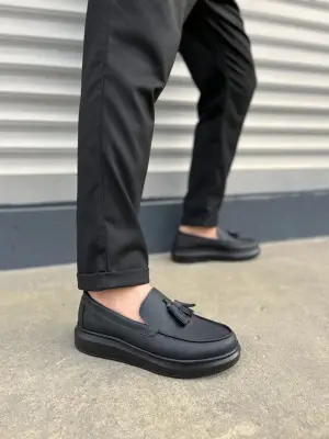 Sportif Erkek Ayakkabı Püsküllü Klasik Stil - Siyah