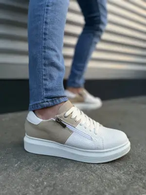 Omarı Modern ve Rahat Erkek Günlük Spor Ayakkabı - Beyaz/Krem