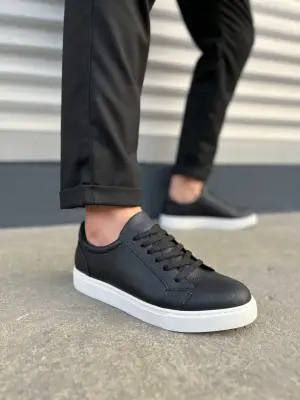 Omarı Spor Tabanlı Bağcıklı Erkek Ayakkabı - Siyah