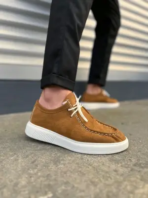 Omarı Süet Erkek Bağcıklı Günlük Spor Ayakkabı - Taba