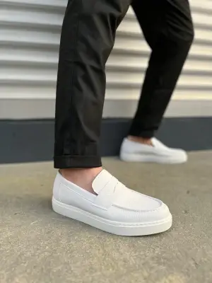 Omarı Beyaz Cilt Erkek Günlük Spor Ayakkabı