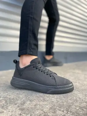Modern Keten Kumaş Erkek Spor Ayakkabı - Siyah