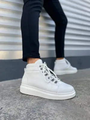 BN206 Ottawa Bağcıklı Rahat tabanlı ayakkabı Tabaan Cilt Erkek Spor Bot CBT - Beyaz