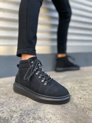 BN206 Ottawa Bağcıklı Rahat tabanlı ayakkabı Tabaan Süet Erkek Spor Bot SGünlük Şık - Siyah