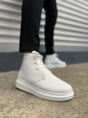BN207 Oslo Bağcıklı Rahat tabanlı ayakkabı Tabaan Cilt Erkek Spor Bot CBT - Beyaz