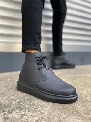 BN207 Oslo Bağcıklı Rahat tabanlı ayakkabı Tabaan Cilt Erkek Spor Bot CGünlük Şık - Siyah