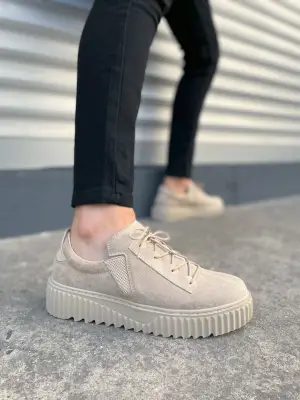 Omarı Rahat ve Şık Krem Süet Erkek Spor Ayakkabı