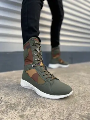 Haki Bağcıklı Rahat Tabanlı Ayakkabı Erkek Giyim