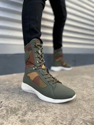 BN799 Verton Bağcıklı Rahat tabanlı ayakkabı Tabaan Günlük Cilt Erkek Askeri Postal Bot CBT Haki