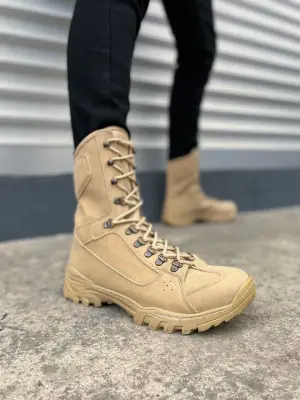 BN999 Strike Bağcıklı Rahat tabanlı ayakkabı Tabaan Günlük Süet Erkek Askeri Postal Bot SKısa Topuk Kum