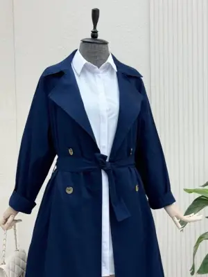 Omarı Detaylı Kemerli Araboy Trençkot